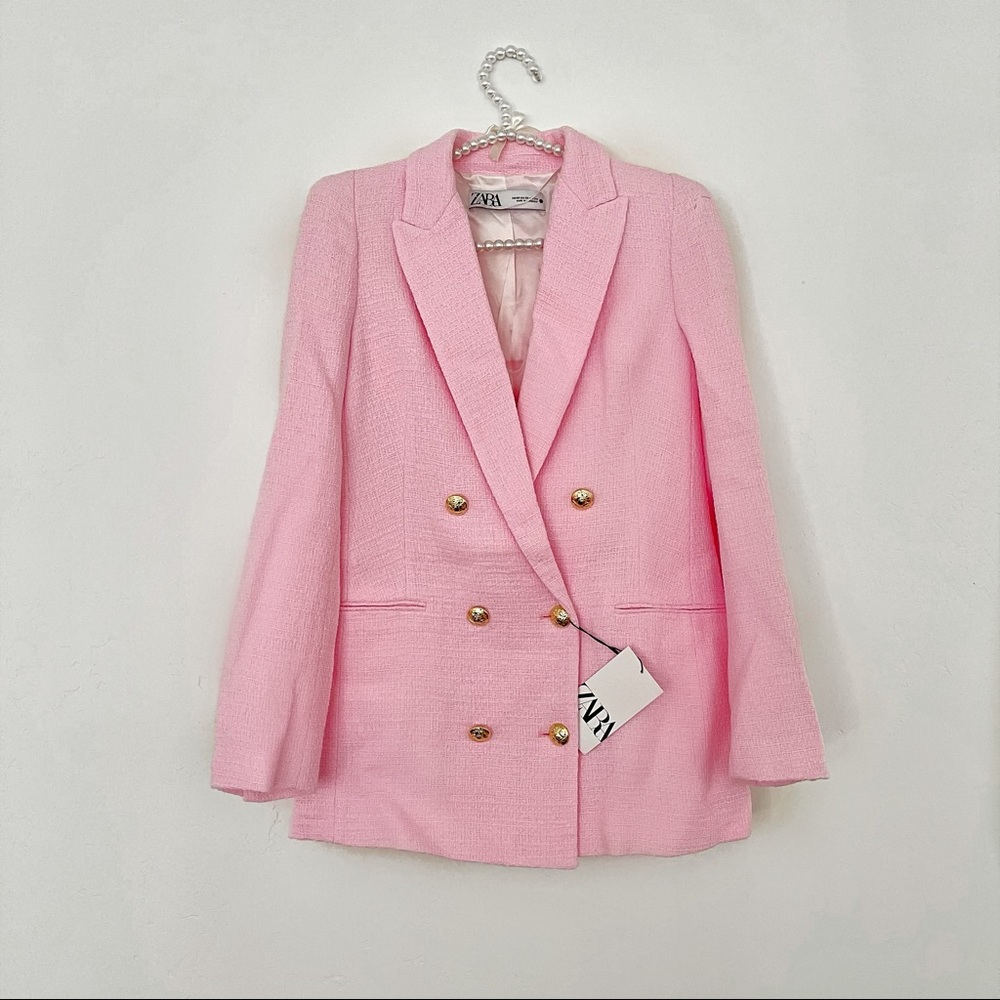 ✨BLOG FAV✨ NWT Zara Buttoned Textured Weave Blazer - Picture 13 of 13